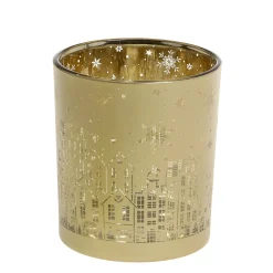 New Chic Antique Weihnachtlicher Goldener Teelichthalter mit Muster