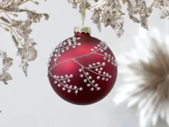 Sale Chic Antique Weihnachtskugel mit Glitzer, rot