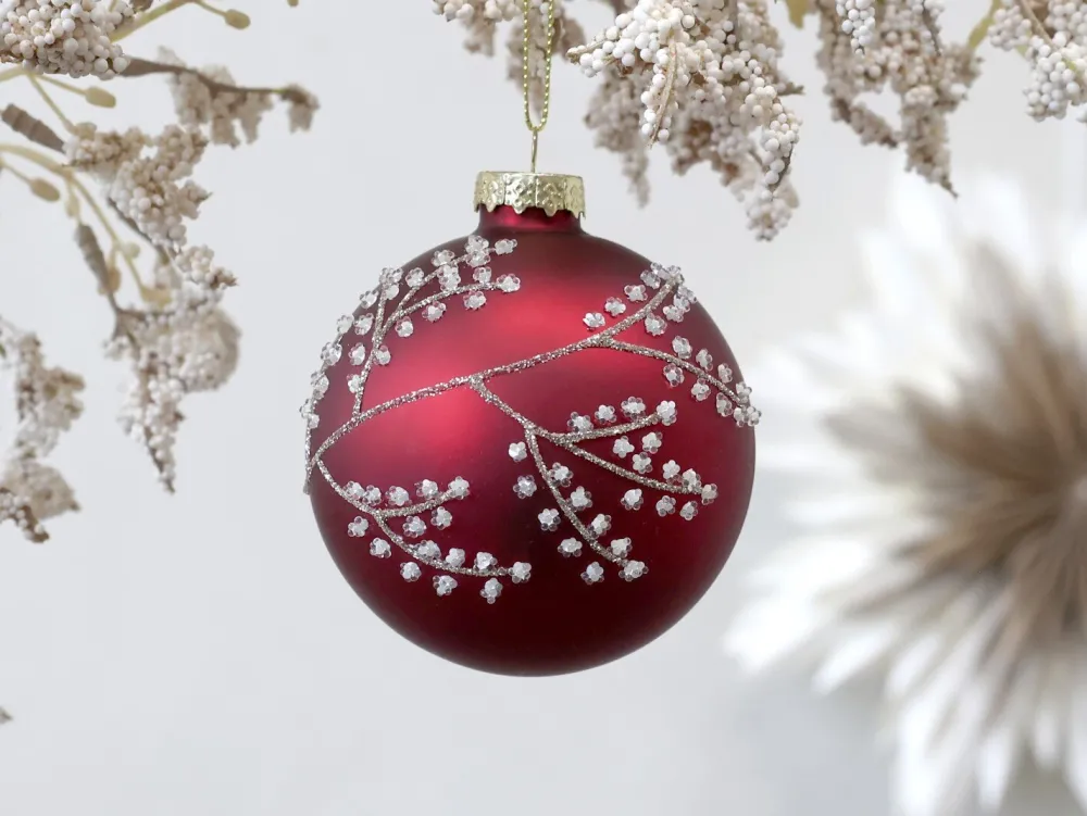 Sale Chic Antique Weihnachtskugel mit Glitzer, rot