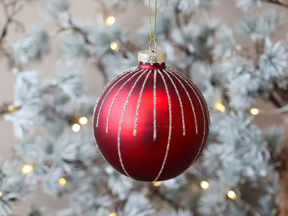 Sale Chic Antique Weihnachtskugel mit Glitzer, rot