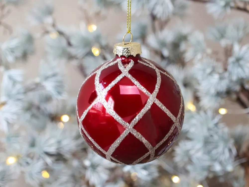 Sale Chic Antique Weihnachtskugel mit Glitzer, rot