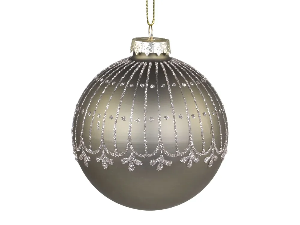 Online Chic Antique Weihnachtskugel mit Glitzer Streifenmuster
