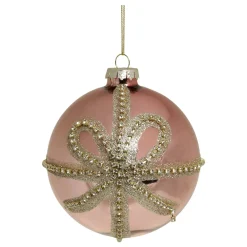 Online Chic Antique Weihnachtskugel Rosa Glitzerschleife