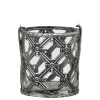 Hot Chic Antique Windlicht mit Henkel und Karomuster