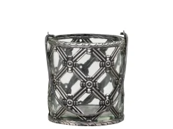 Hot Chic Antique Windlicht mit Henkel und Karomuster