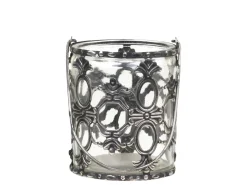 Sale Chic Antique Windlicht mit Henkel und Lilienmuster