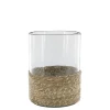 Chic Antique Windlicht mit geflochtenem Boden, Glas