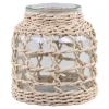 New Chic Antique Windlicht mit geflochtenem Schilf