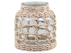 New Chic Antique Windlicht mit geflochtenem Schilf