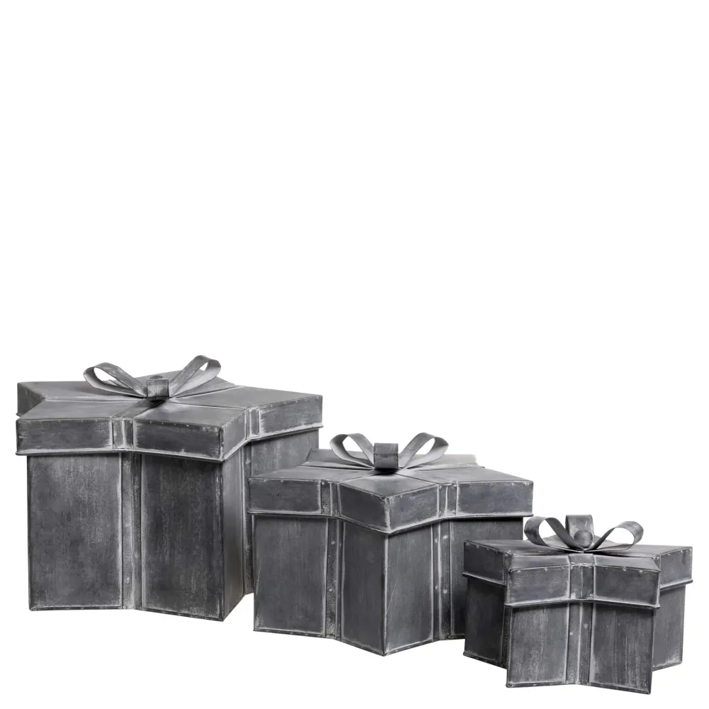 Online Chic Antique Winterliches Geschenkbox 3er-Set mit Schleife
