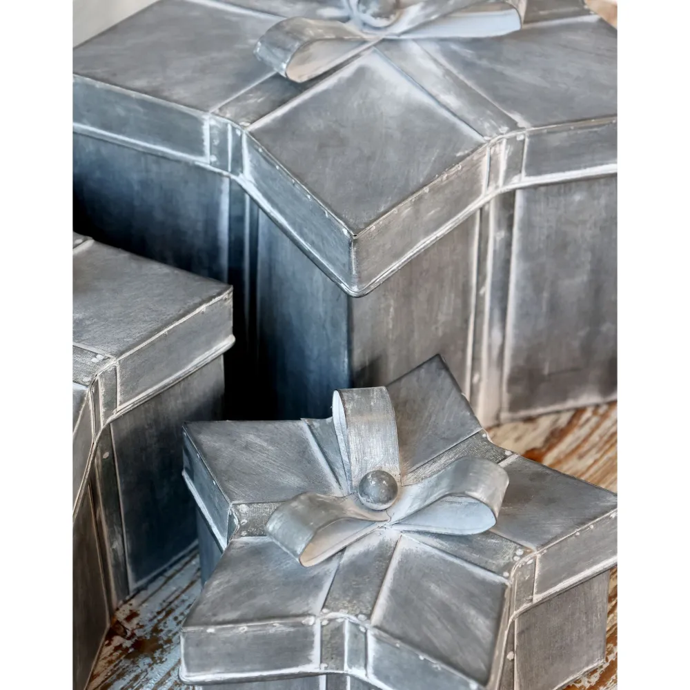 Online Chic Antique Winterliches Geschenkbox 3er-Set mit Schleife