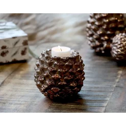 Hot Chic Antique Zapfen Teelichthalter mit Glitzer