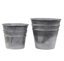 Chic Antique Zink Übertopf mit Perlenkante 2er