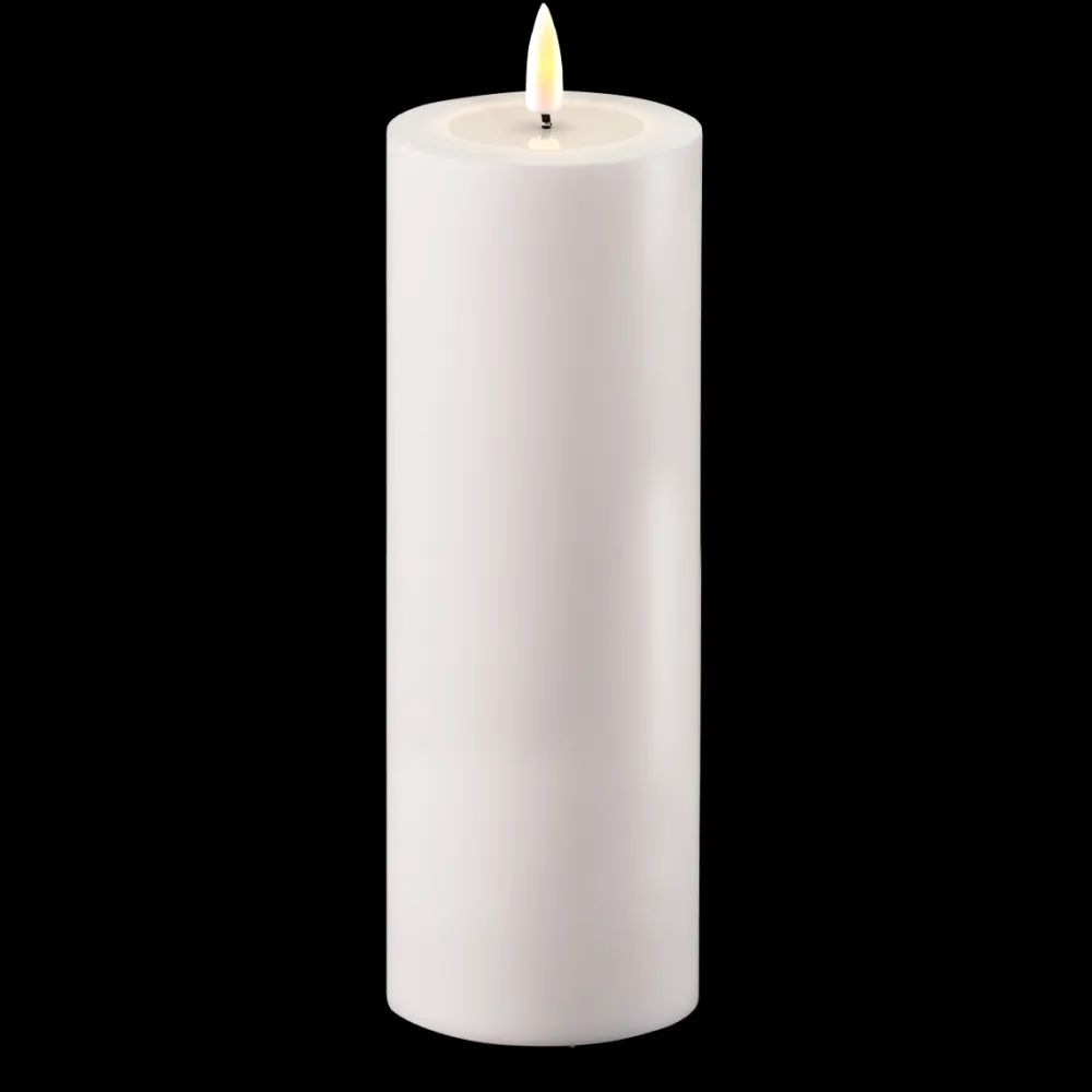 Sale Deluxe Homeart LED Real Flame Outdoor Stumpenkerze weiß
