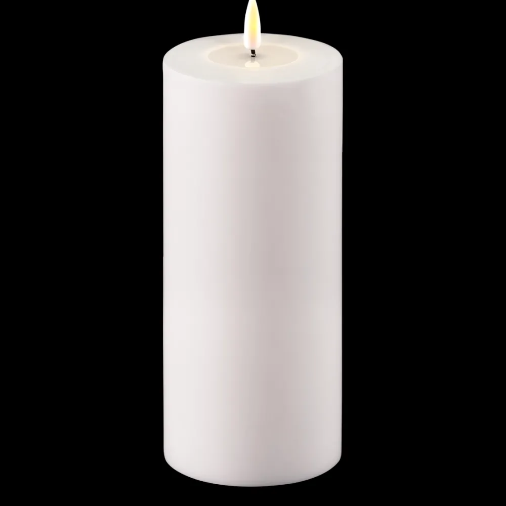 Sale Deluxe Homeart LED Real Flame Outdoor Stumpenkerze weiß