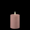 New Deluxe Homeart LED Real Flame Outdoor Stumpenkerze staubig rot
