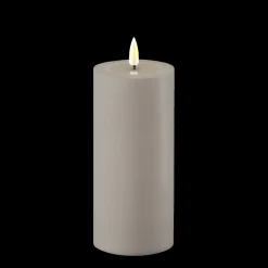 Outlet Deluxe Homeart LED Real Flame Outdoor Stumpenkerze grau