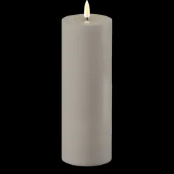 Outlet Deluxe Homeart LED Real Flame Outdoor Stumpenkerze grau