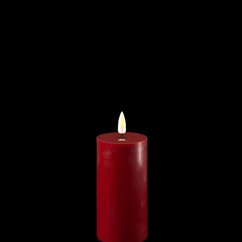 Outlet Deluxe Homeart LED Stumpenkerze Real Flame bordeaux