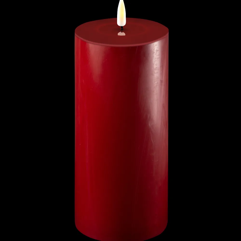Outlet Deluxe Homeart LED Stumpenkerze Real Flame bordeaux