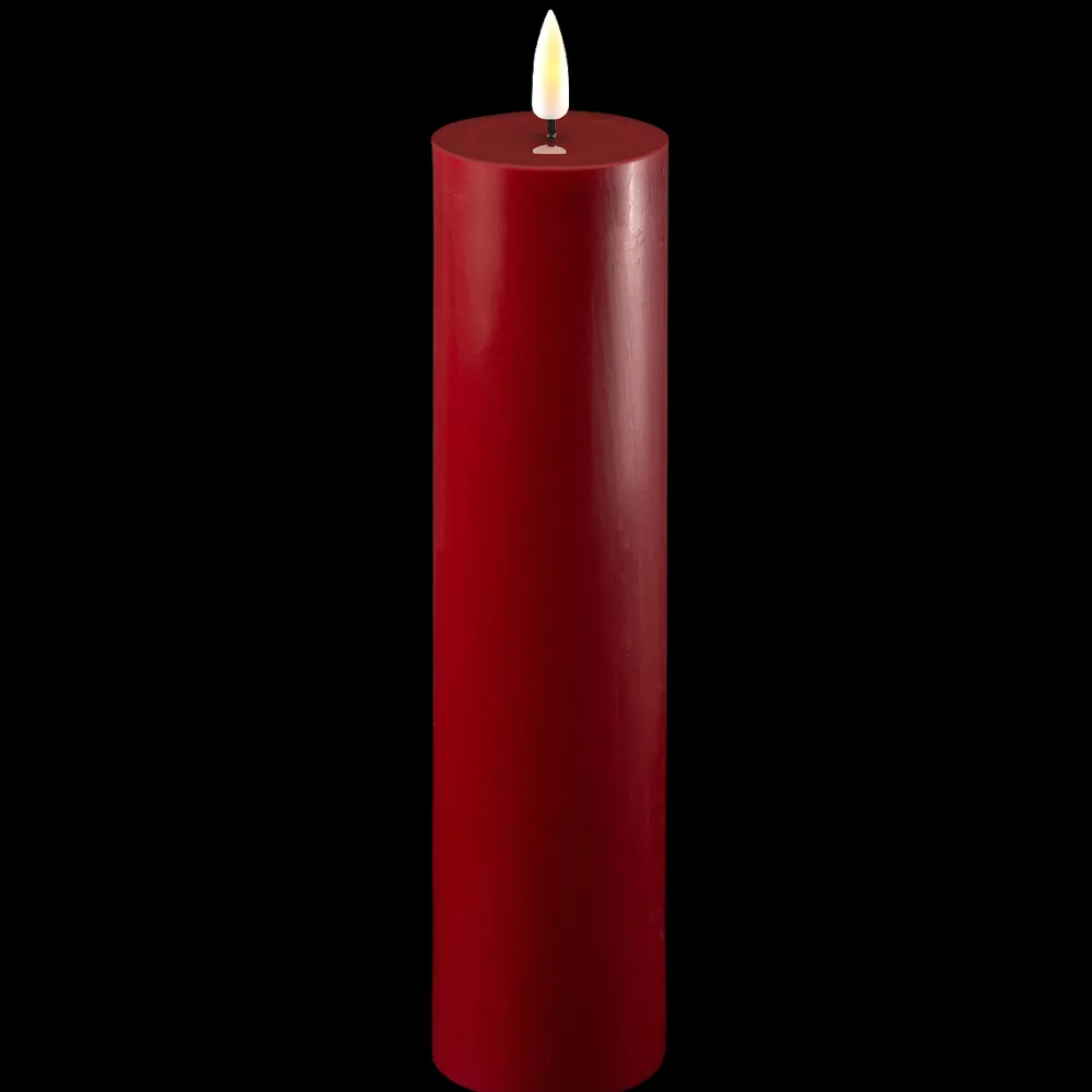 Outlet Deluxe Homeart LED Stumpenkerze Real Flame bordeaux