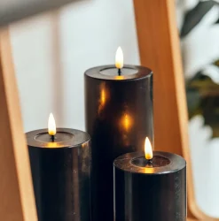 Sale Deluxe Homeart LED Stumpenkerze Real Flame schwarz
