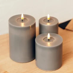 Online Deluxe Homeart LED Stumpenkerze Real Flame grau