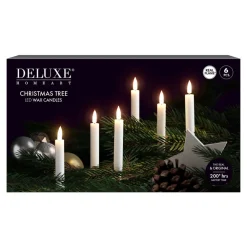 New Deluxe Homeart LED Weihnachtsbaumkerzen mit Kerzenwachs beschichtet 6 stk