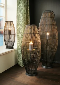 Clearance Faktorei Boden-Windlicht XXL aus Metall schwarz/gold