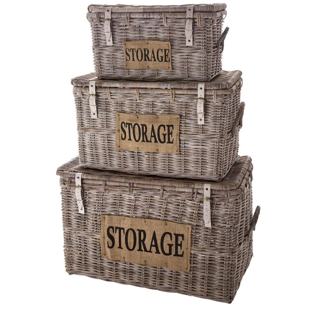 New Faktorei Truhen-Korbset 3-teilig Storage, white wash