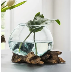 Faktorei Unikat Teak-Dekowurzel mit Glasschale