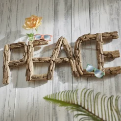 Online Faktorei Unikat Wand-Dekoration Peace Teakholz