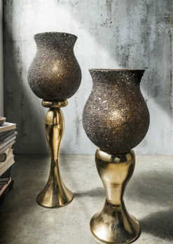 Online Faktorei Windlicht Aluminium bronze mit Effektglas