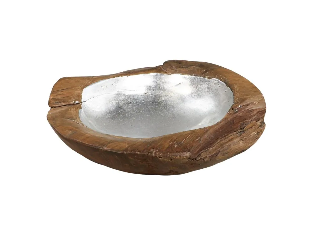 Outlet HSM Collection Obstschale Teakholz mit Aluminiumschale silber