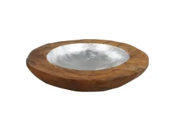 Outlet HSM Collection Obstschale Teakholz mit Aluminiumschale silber