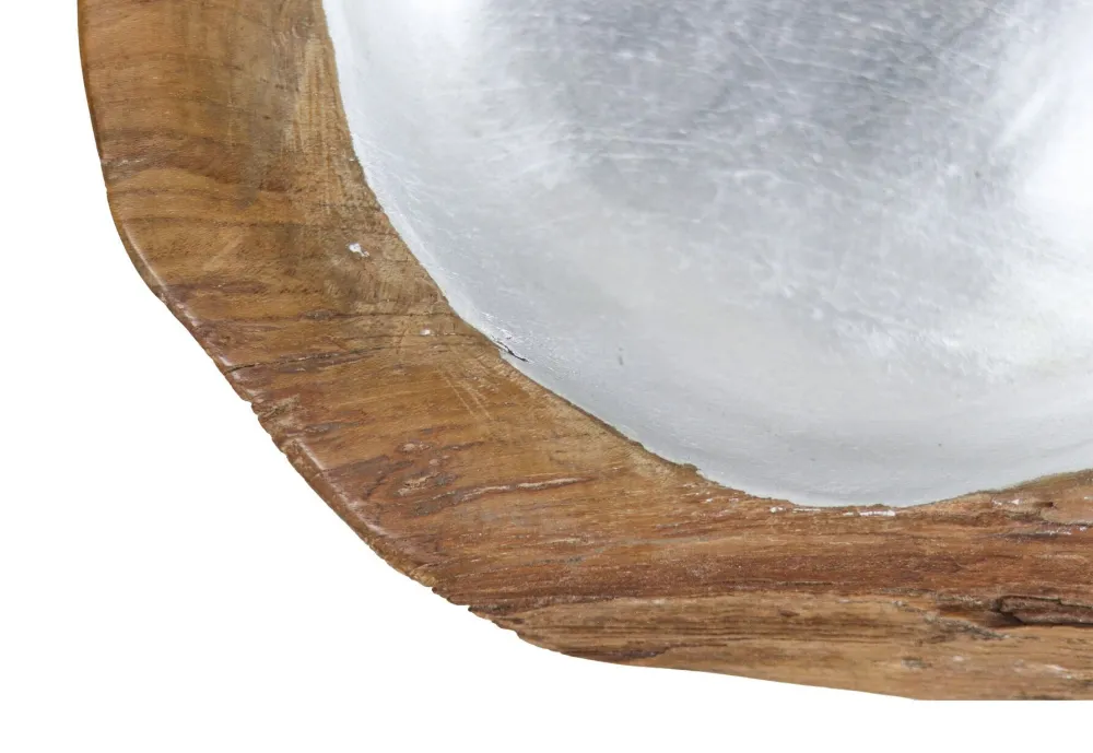 Outlet HSM Collection Obstschale Teakholz mit Aluminiumschale silber