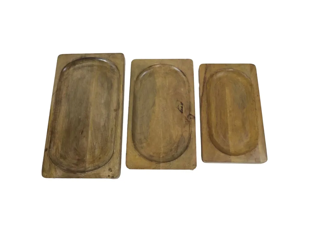New HSM Collection Servierbretter Natural Mangoholz 3er-Set