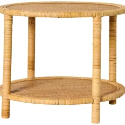 Clearance IB Laursen Beistelltisch mit geflochtenen Tischplatten aus Rattan