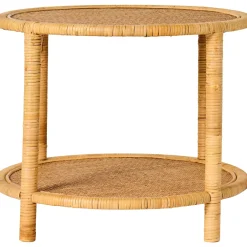 Clearance IB Laursen Beistelltisch mit geflochtenen Tischplatten aus Rattan