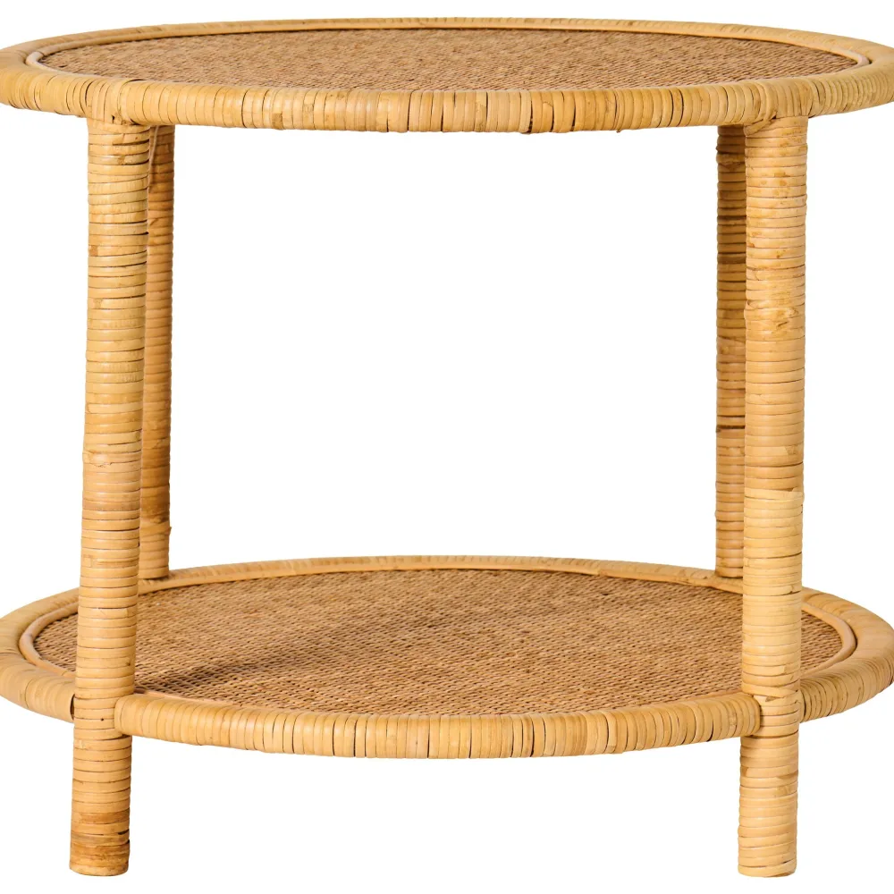 Clearance IB Laursen Beistelltisch mit geflochtenen Tischplatten aus Rattan