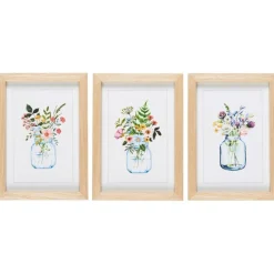 Best IB Laursen 3er Bilder-Set mit Blumenmotiv im Holzrahmen