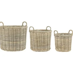 New IB Laursen 3er Korbsatz Rattan mit 2 Henkeln