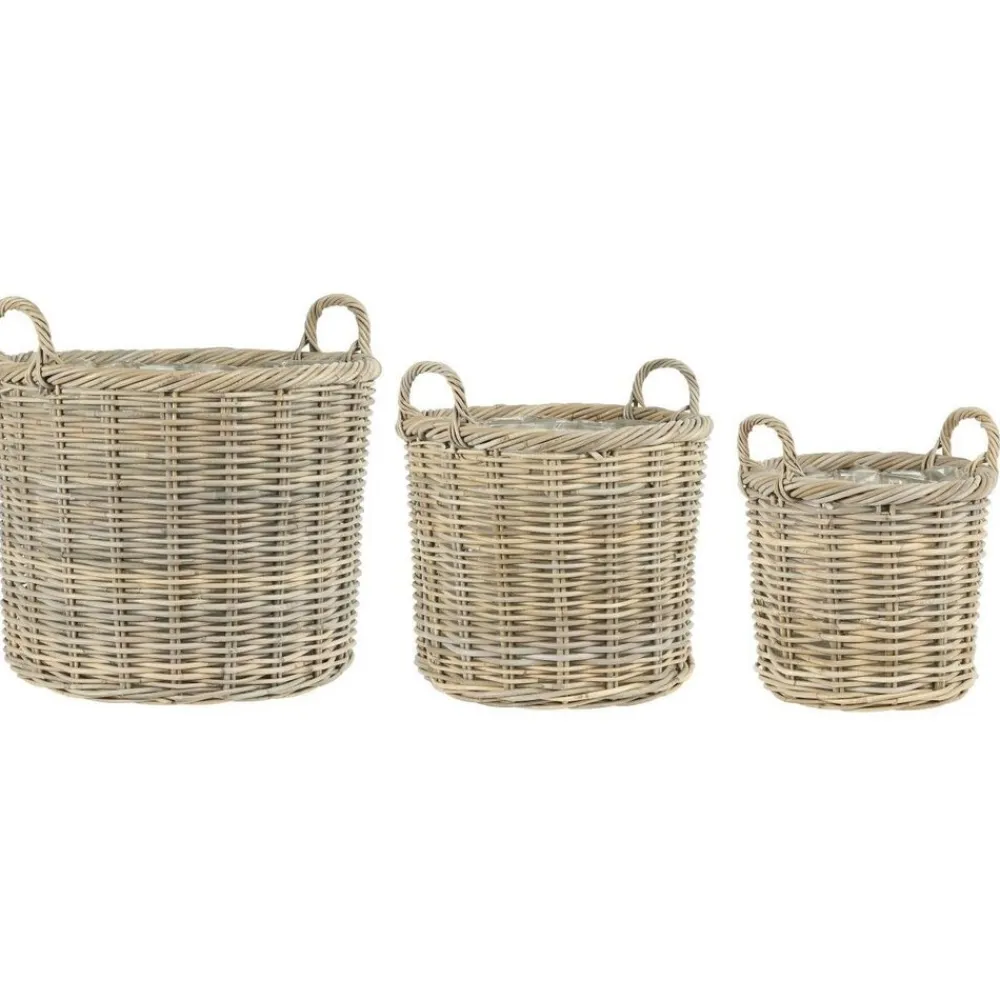 New IB Laursen 3er Korbsatz Rattan mit 2 Henkeln