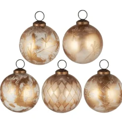 Outlet IB Laursen Große Weihnachtskugeln 5er-Set mit goldfarbener Eingravierung