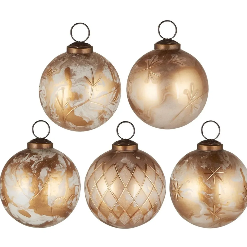 Outlet IB Laursen Große Weihnachtskugeln 5er-Set mit goldfarbener Eingravierung