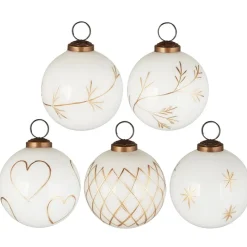 Outlet IB Laursen Große Weihnachtskugeln 5er-Set mit goldfarbener Eingravierung