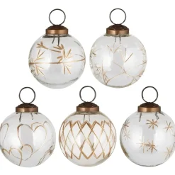 Outlet IB Laursen Große Weihnachtskugeln 5er-Set mit goldfarbener Eingravierung
