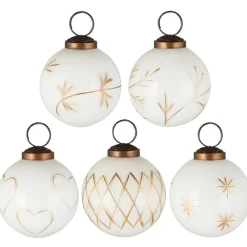 Outlet IB Laursen Große Weihnachtskugeln 5er-Set mit goldfarbener Eingravierung