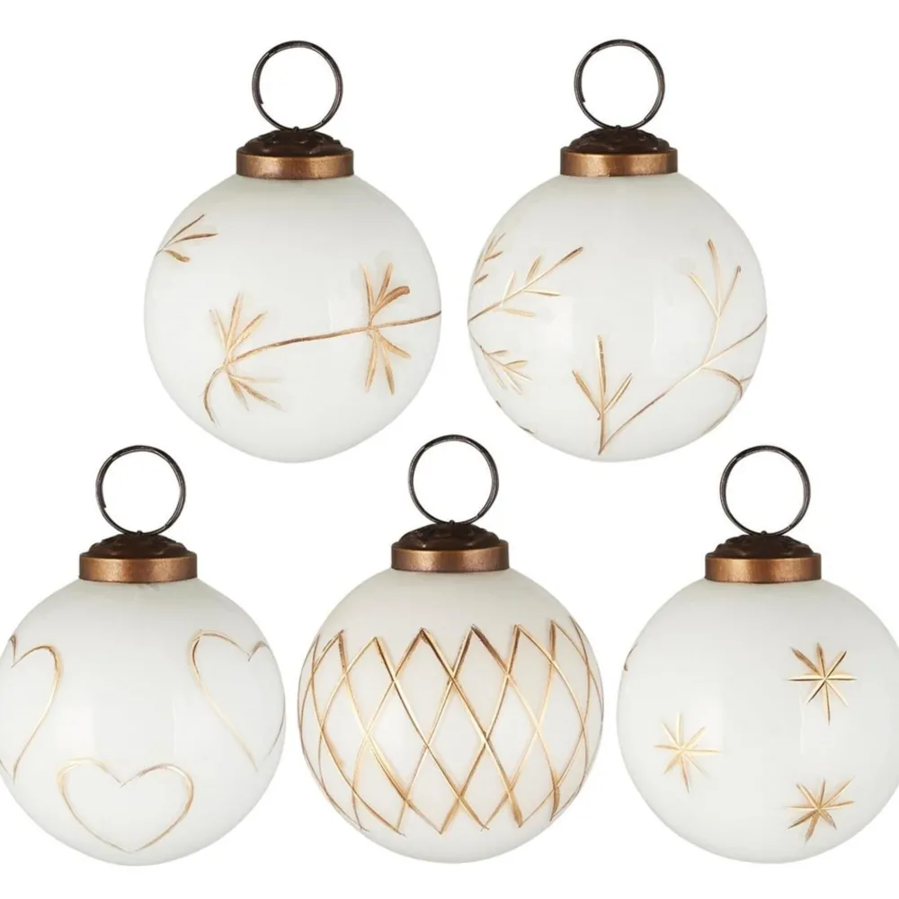 Outlet IB Laursen Große Weihnachtskugeln 5er-Set mit goldfarbener Eingravierung