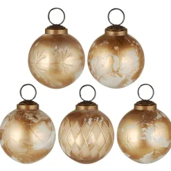 Outlet IB Laursen Große Weihnachtskugeln 5er-Set mit goldfarbener Eingravierung